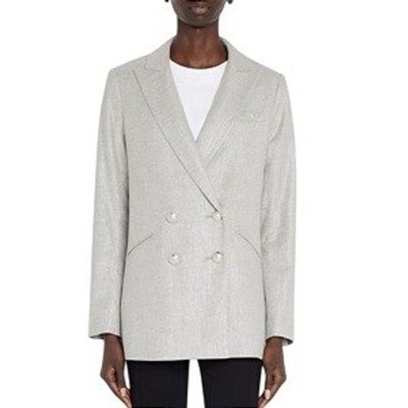 Veronica Beard Oria Dickey Jacket Gray Silver Double-Breasted Blazer USA Size 2 - Picture 5 of 16